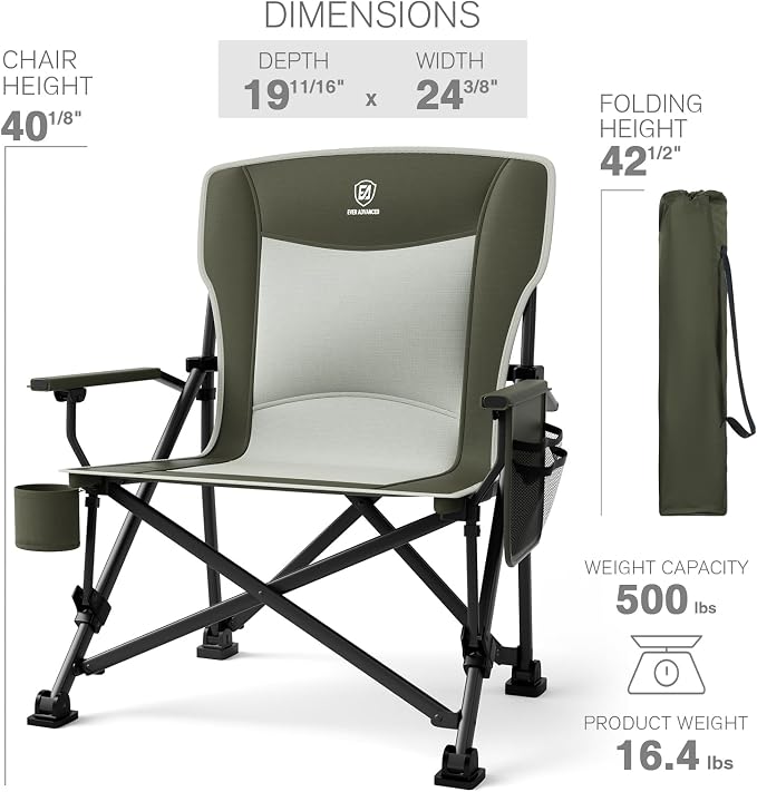 EVER ADVANCED Oversized Folding Camping Chair, - Image 8