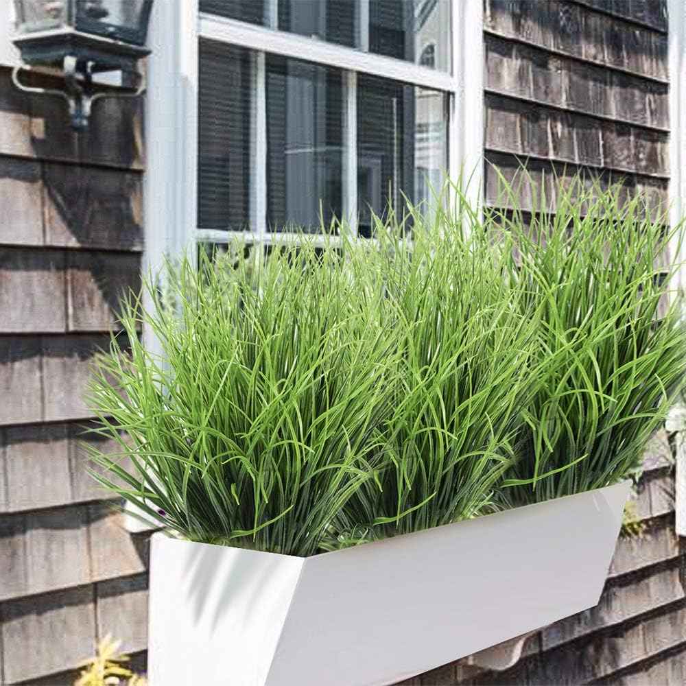 DVGUN Artificial 4 Count Pack of 4 - Artificial Plastic Outdoor UV Resistant Faux Garden Resistant Wheat Grass Greenery for House Plants Bushes Shrubs Indoor Decor