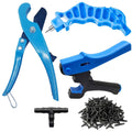 Drip Irrigation Hole Punch Tool, Pipe Cutter, Hole Punch, 100T Connectors | This 2-in-1 punching and cutting tool set comes with 100 T-fittings and is suitable for 16/20/25-millimeter PE pipes.