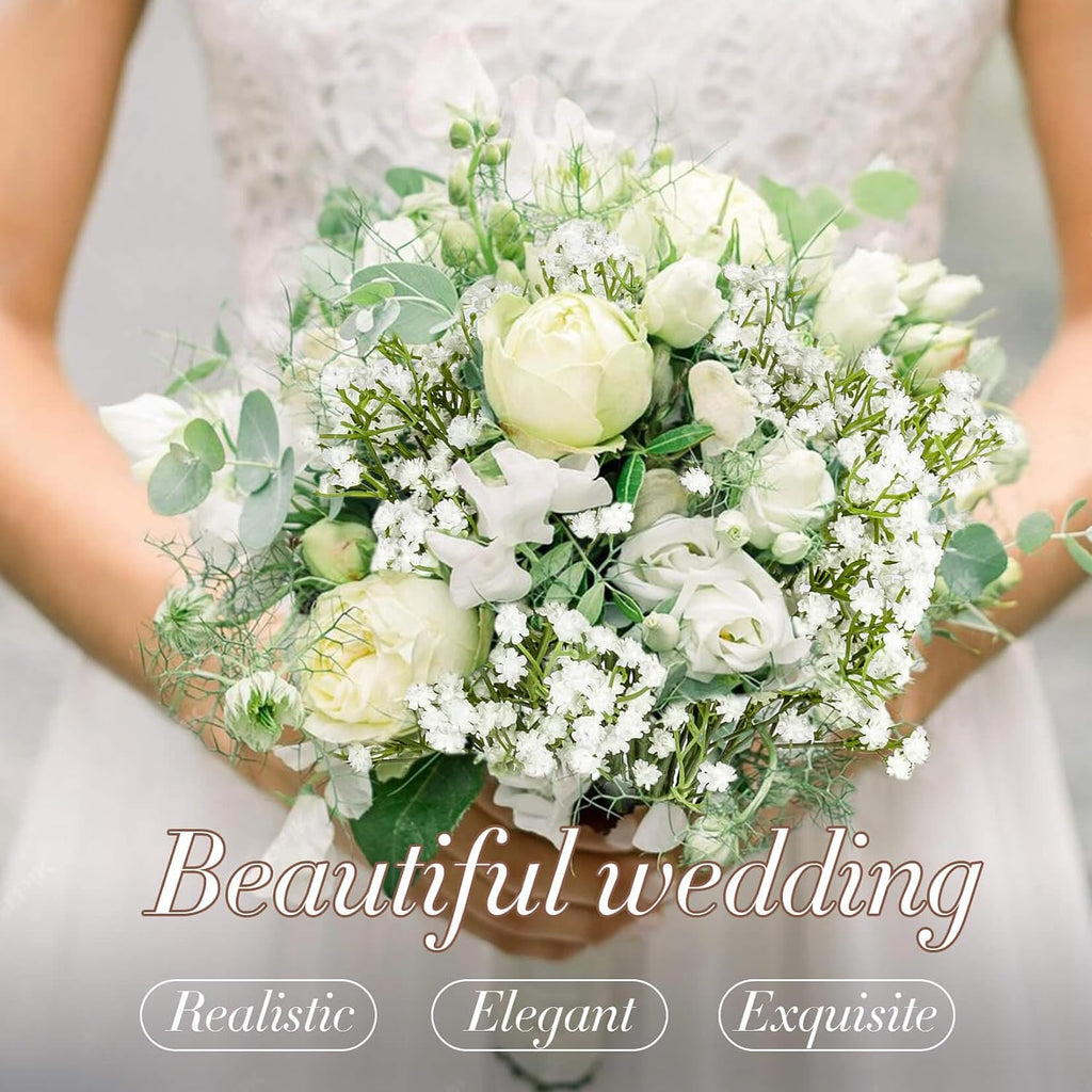 MAQIHAN 6 Babys Breath Artificial Flowers - White Faux Gypsophila Bouquet | Realistic Fake Flower Greenery for Wedding Centerpieces, Table Decorations, Bridal Bouquets, Home & Party Floral Arrangements