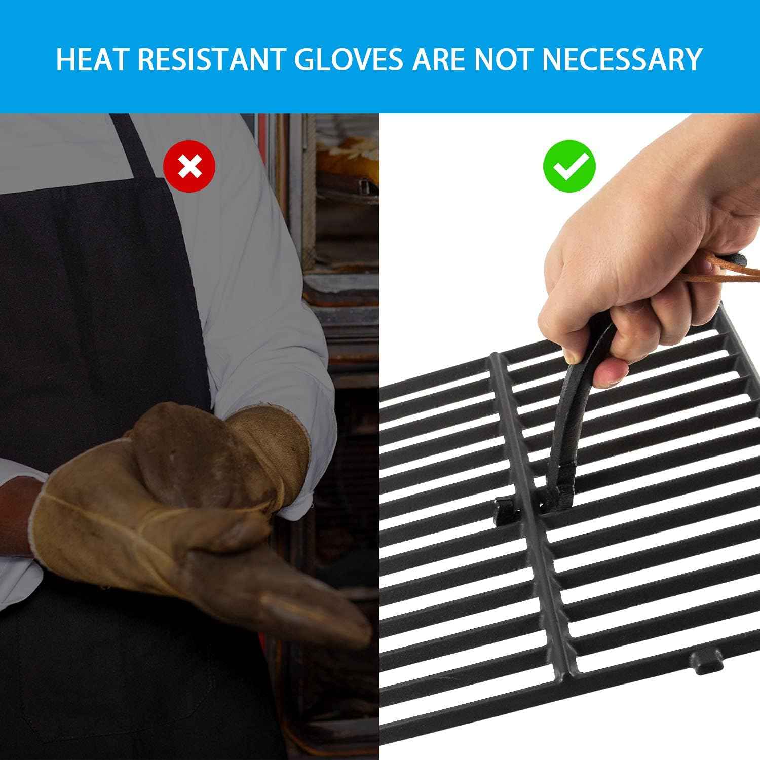 Grill Grate Lifter Cast Iron Universal Cooking Grid Lifter for Most Grills | Compatible with BGE Grills, Fits Kamado Grills, Cast Iron Grate Lifter, Rustproof, One-Hand Lift, with Leather Hanging Strap