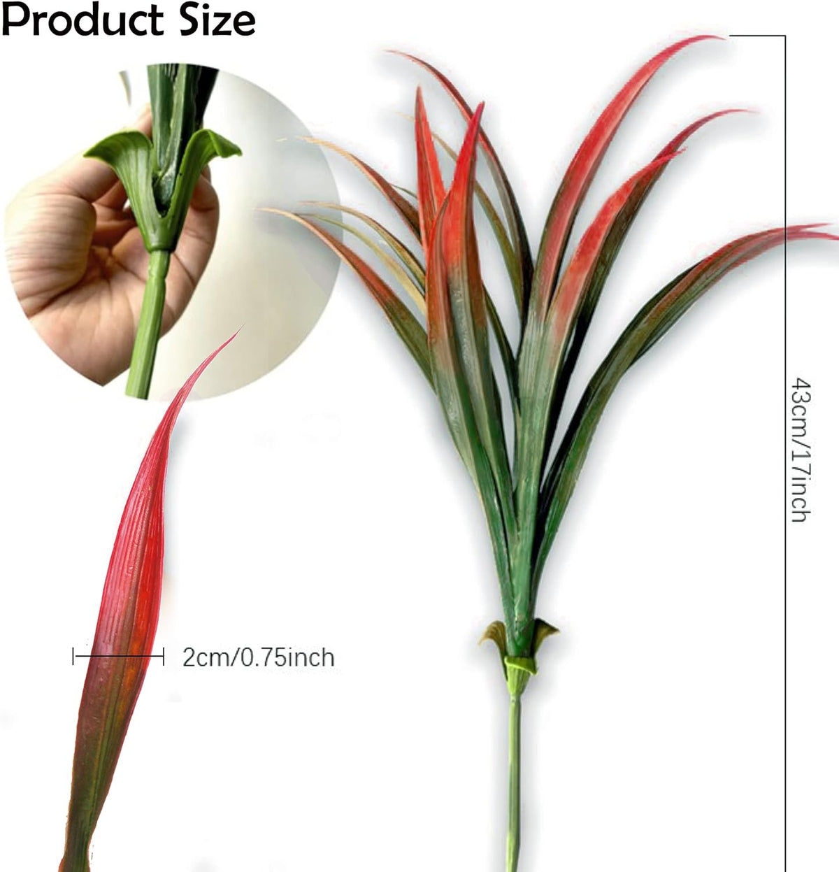 8 Pcs Artificial Plants Outdoor, UV Resistant, Fake Tropical Plants | Artificial Flowers for Outdoors, Red Artificial Tall Grass Plant Outdoor, Realistic, for Outdoor Planter Pot Ground