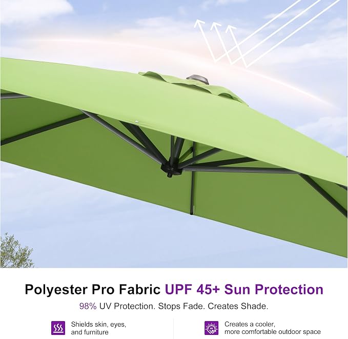 PURPLE LEAF 10 Feet Patio Umbrella Outdoor Cantilever Square Umbrella Aluminum - Image 5