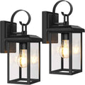 BesLowe 2-Pack Outdoor Wall Light Fixtures, Modern Porch Sconces, Black | Waterproof, Rust-Resistant, Durable Metal with Clear Glass, Standard E26 Socket, Easy to Install
