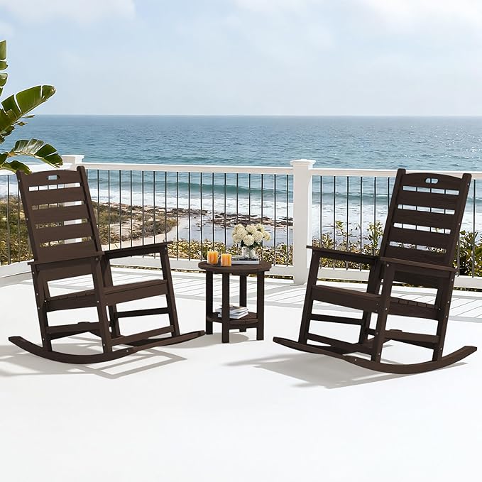 SERWALL Outdoor Rocking Chair Set of 2, Oversized Rocking Chair - Image 9