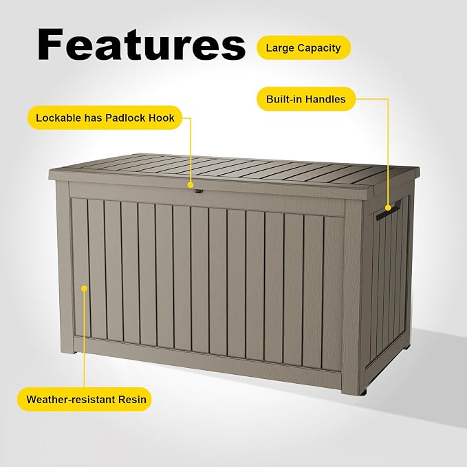 280 Gallon Outdoor Storage Box, Large Resin Deck Box - Image 6