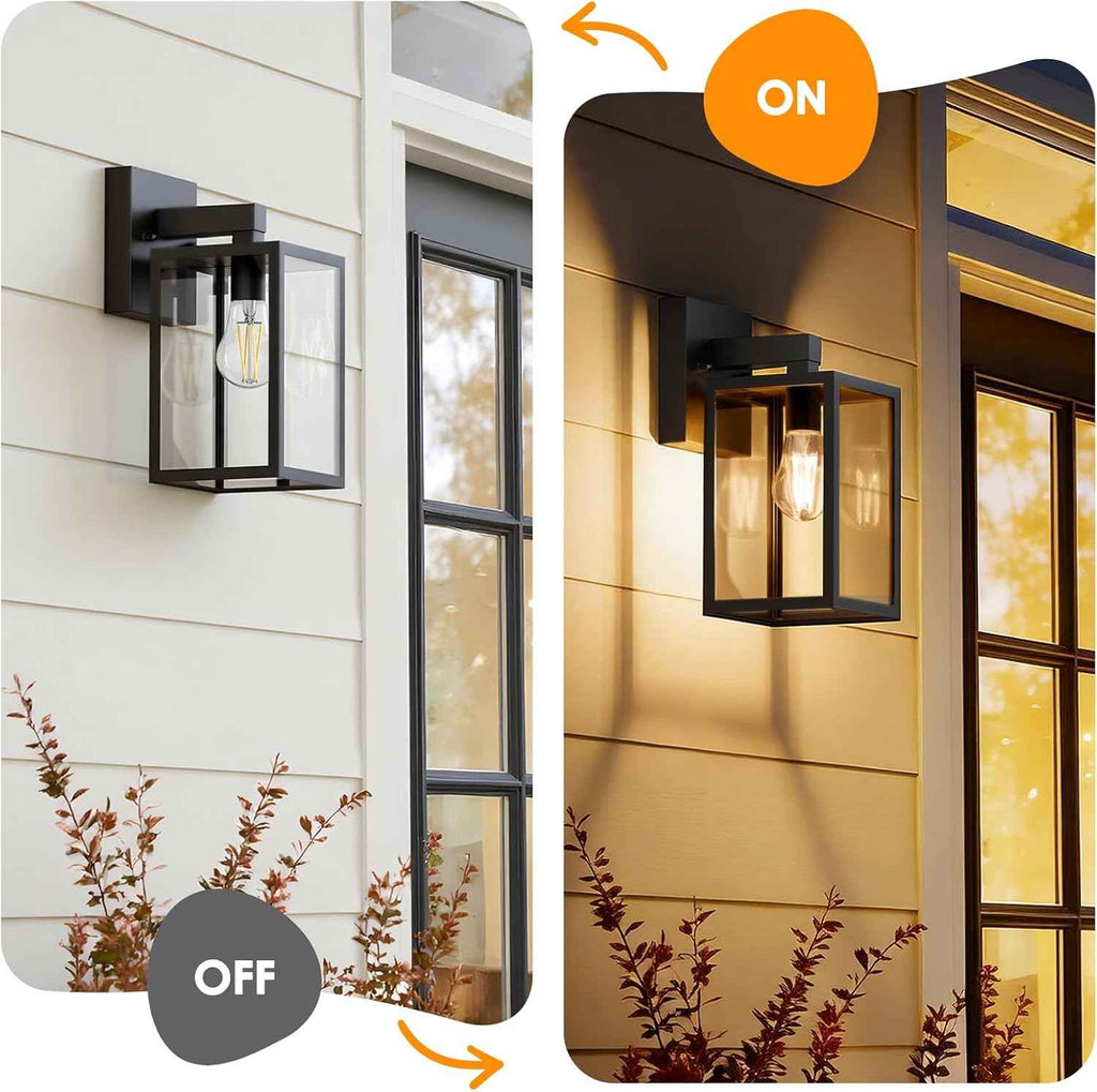 MATAMEYE Outdoor Wall Lantern, Waterproof Exterior Wall Sconce Light Fixture, Black Front Door Lamp, Anti-Rust E26 Socket Porch Lighting