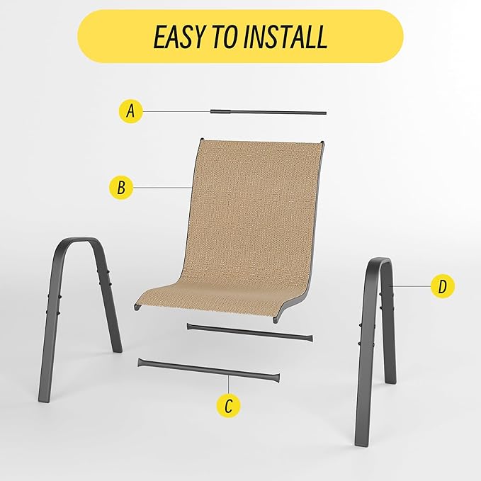 Betterhood Patio Chairs Set of 6, Stackable Outdoor Dining Chairs Set - Image 5