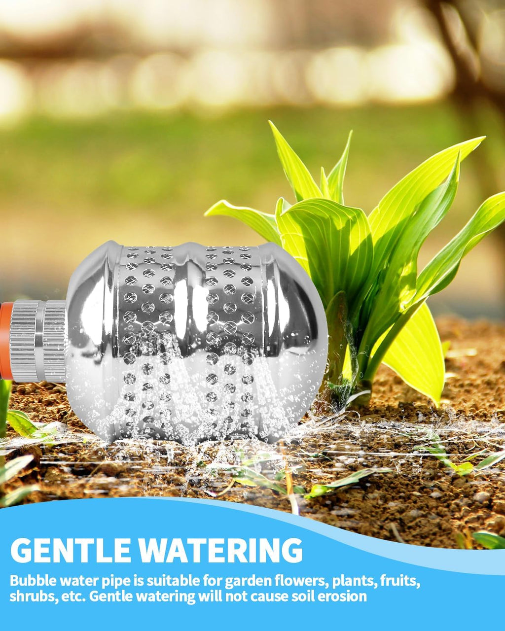 Bubbler Sprinkler Head, 3/4 Inch Internal Thread Rustproof Aluminum Diffuser Flood Nozzle for Yard, Vegetable Garden Plants, Gentle Watering Soaker with 40 Inch Tape, Ideal for Shrubs and Flowers