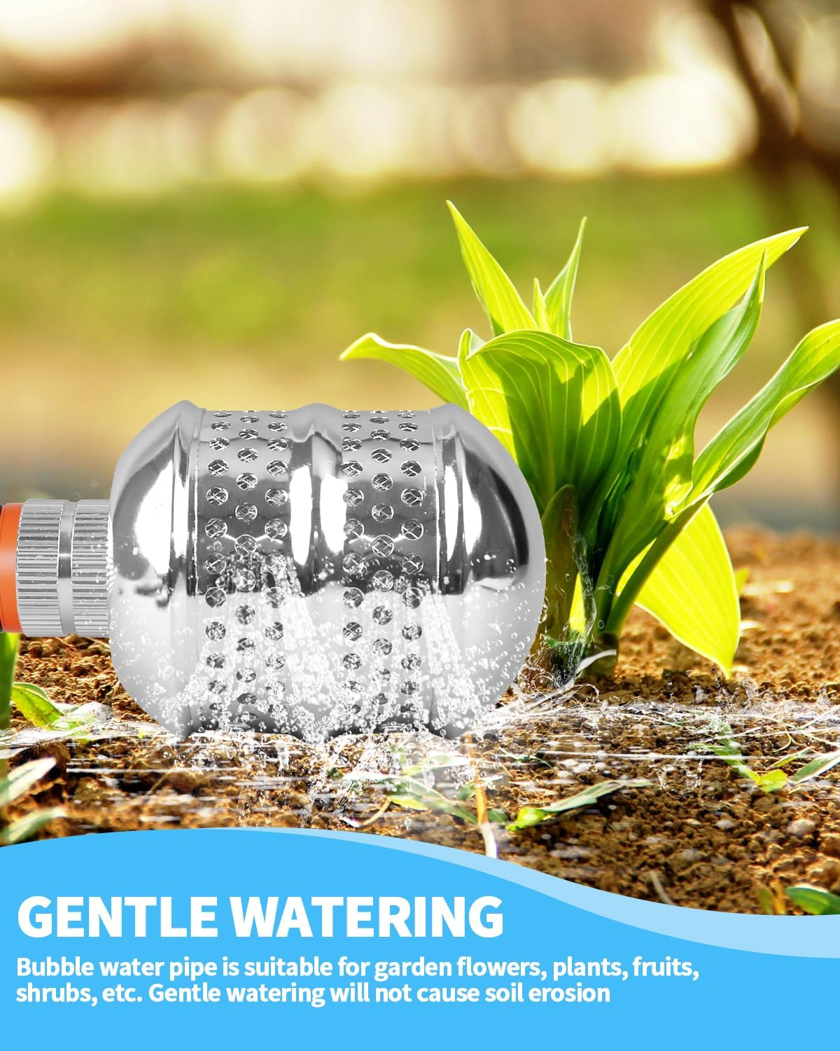 Bubbler Sprinkler Head, 3/4 Inch Internal Thread Rustproof Aluminum Diffuser Flood Nozzle for Yard, Vegetable Garden Plants, Gentle Watering Soaker with 40 Inch Tape, Ideal for Shrubs and Flowers