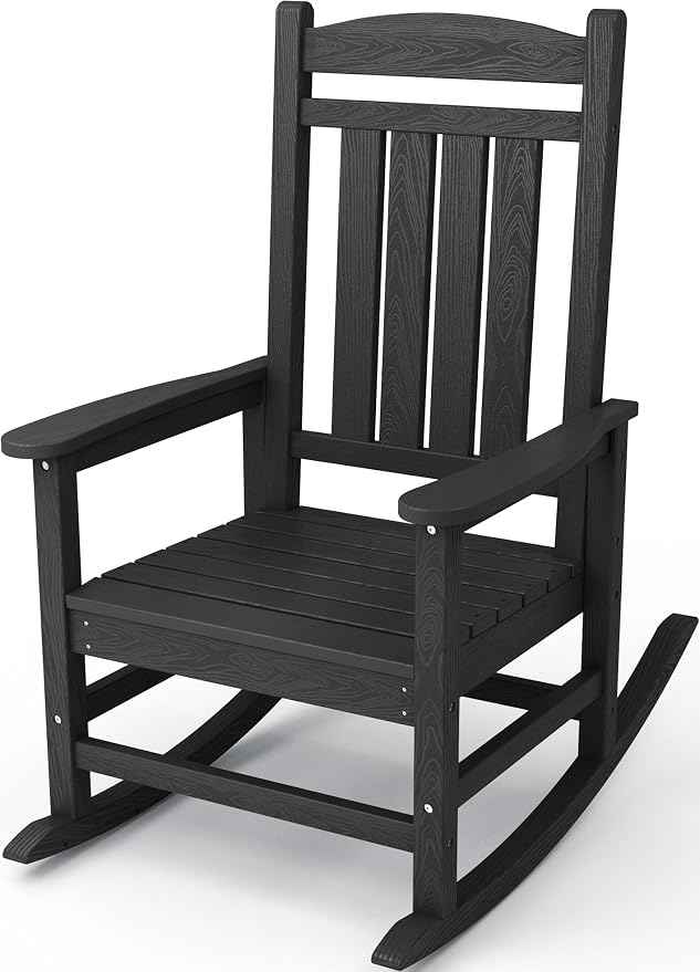 KINGYES Outdoor Rocking Chairs, HDPE All-Weather Patio Rocking Chairs High Back