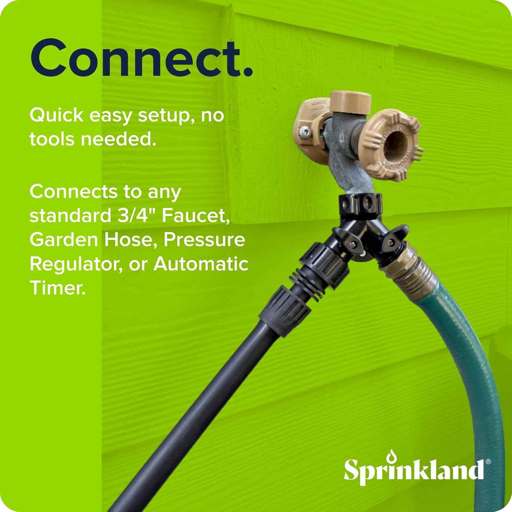 Sprinkland® 1/2” Drip Tube Faucet Adapter | Fits Garden Hose | Made in USA | Fits 5/8” Drip Tubing (.600” ID x .700” OD), Compatible with Rain Bird, Orbit, DIG & Toro, Reusable Quick Lock Connector