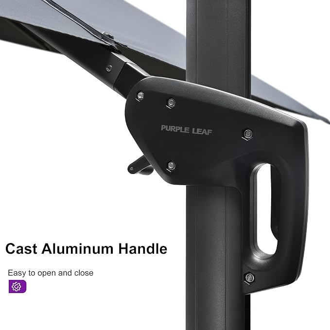 PURPLE LEAF 11.5' X 11.5' Telescopic Patio Umbrella Outdoor Cantilever Umbrella - Image 7
