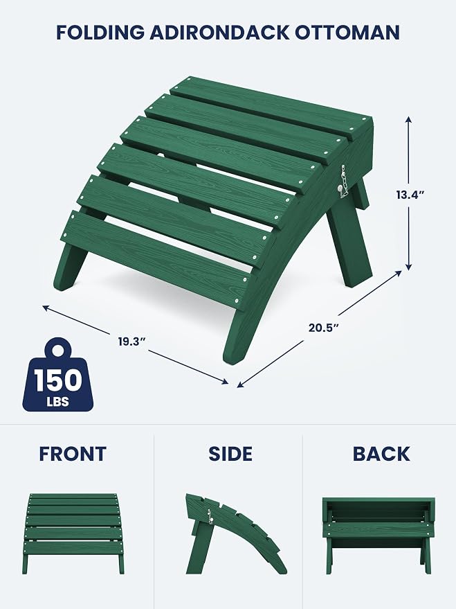 KINGYES Folding Adirondack Ottomans Set of 2 - Image 3