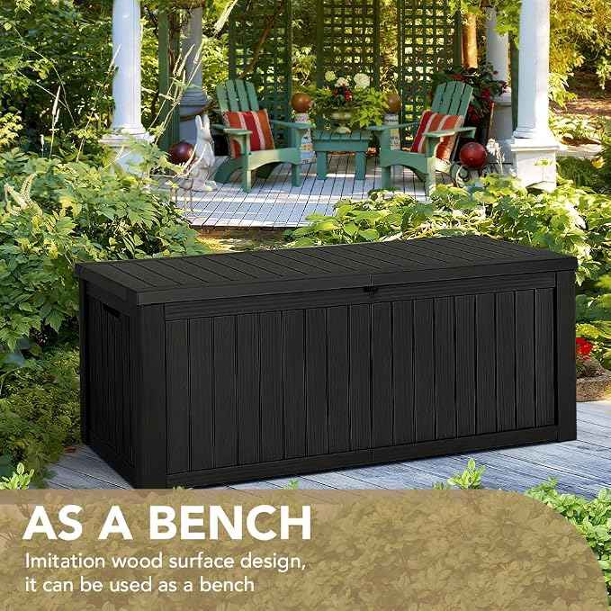 Devoko 150 Gallon Deck Box Resin Outdoor Storage Box Waterproof Storage