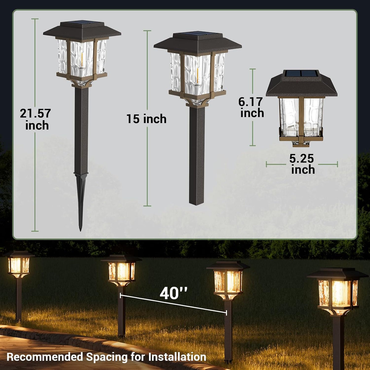 XMCOSY+ Solar Pathway Lights Outdoor 4 Pack, Warm White Solar Garden Lights | IP65 Waterproof, 2-Tone Stainless Steel & Glass, LED Edison Glow Landscape Lighting for Walkway Yard Patio Driveway Decor