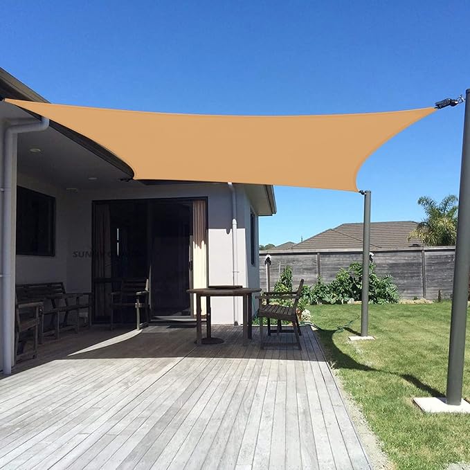 SUNNY GUARD Custom Size 14'x14' Peach Fuzz Sun Shade Sail Rectangle UV Block by SUNNYGUARD