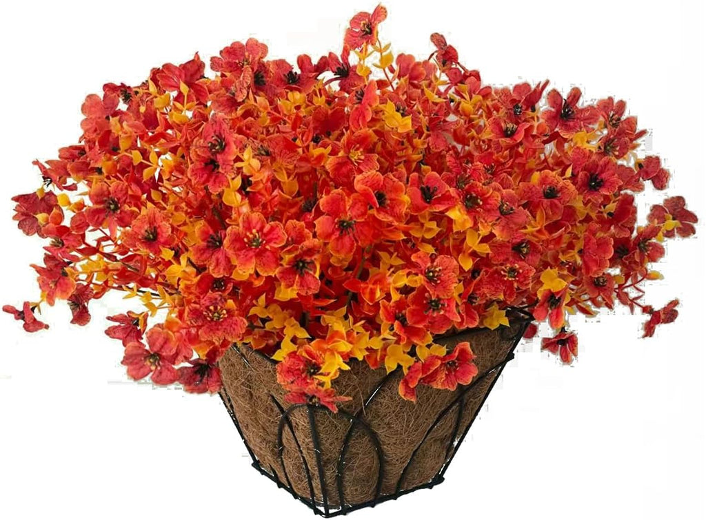 Faux Flower Daisy with Eucalyptus Leaves Fake Plants Greenery Boxwood Outdoor Indoor Garden Home Decoration Porch Patio 12 Bundles Orange