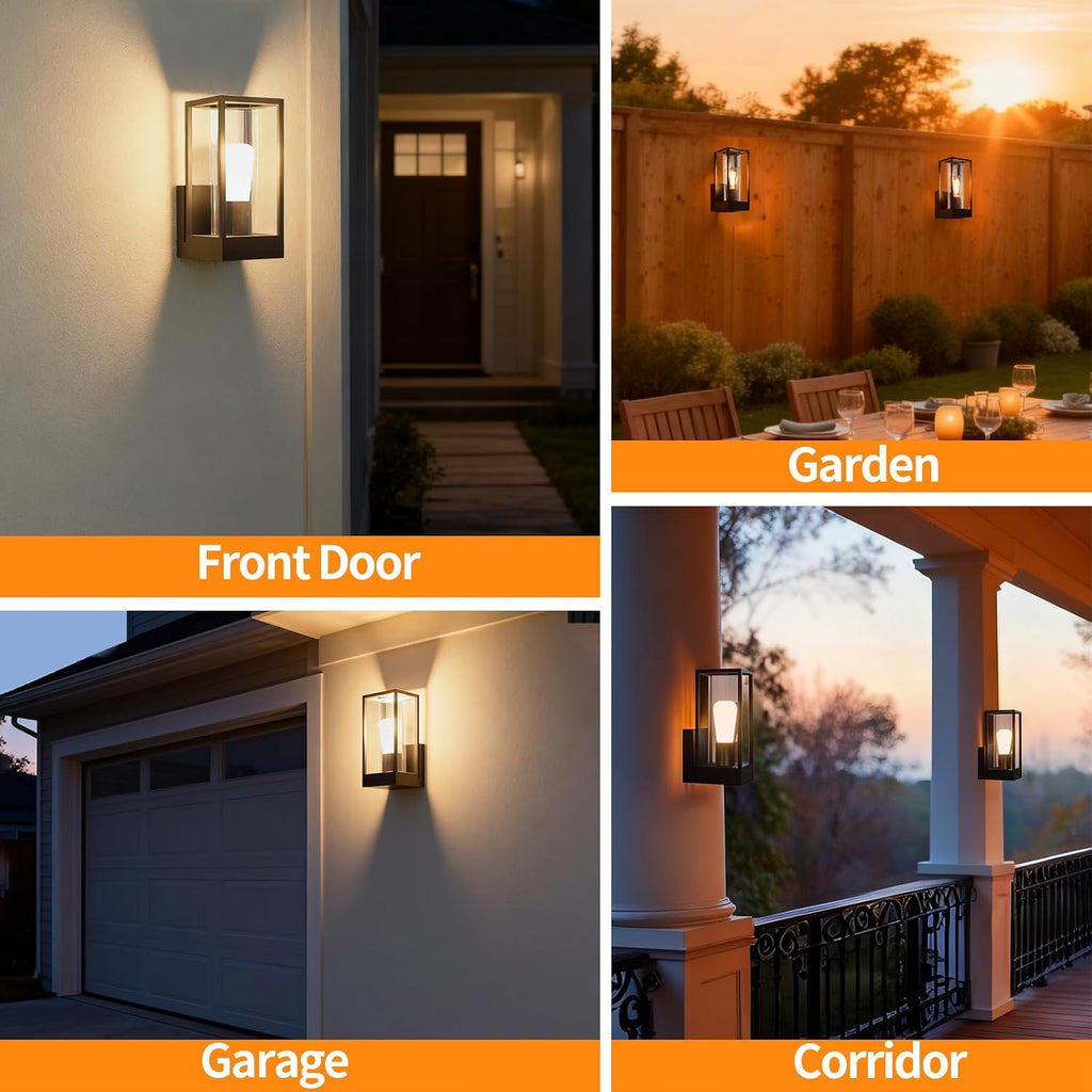 Outdoor Wall Light with Mount,Exterior Wall Lighting, Aluminum Waterproof Porch Light Fixture for Front Door, Patio,Black