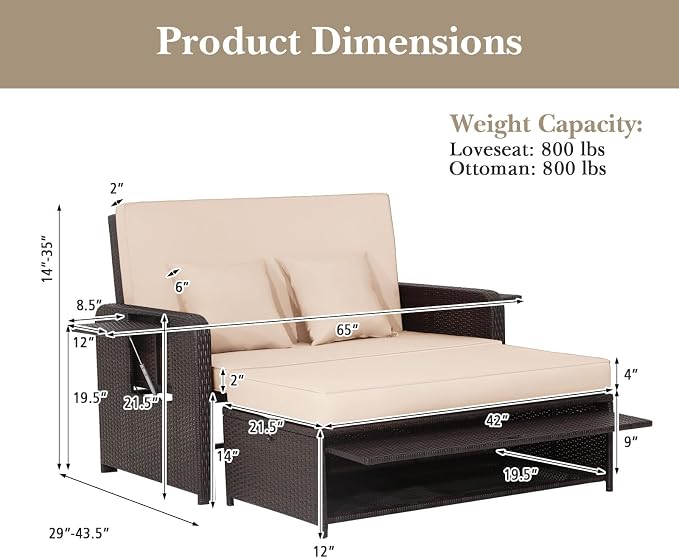 RELAX4LIFE Wicker Patio Outdoor Daybed - Image 7