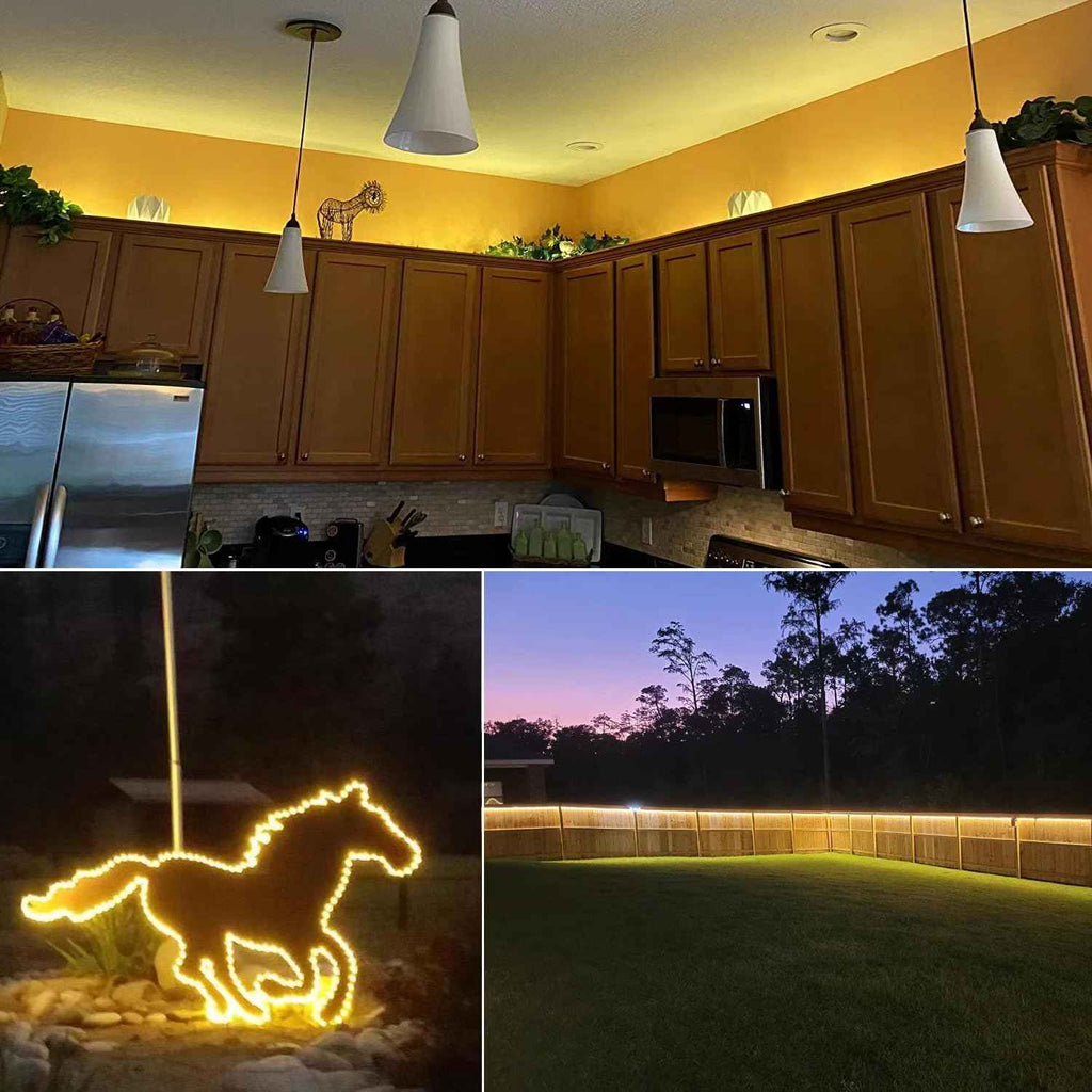 40ft LED Rope Lights Outdoor Warm White, Connectable, Waterproof 110V 432LED Flexible LED Rope Lighting for Walkways, Patios, Gardens, Fences, Porches,Indoor Outdoor Decoration
