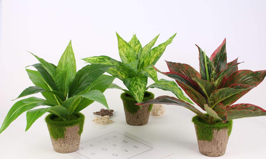 CATTREE Fake Plants Artificial Plant Outdoor Shrubs Faux Grass Plastic Leaves Greenery Bushes Home Garden Wedding Party Decorations Indoor Office Yard UV Resistant Planter Filler Red 2 Pack