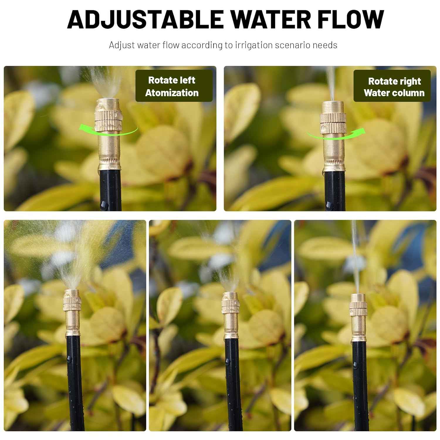 Thiswing 5Pcs 360° Adjustable Drip Irrigation Nozzles Tee for 5/16" Tubing | Brass Nozzle, 360°Bendable Design, Adjustable Water Flow, 5/16" Drip Irrigation System Part