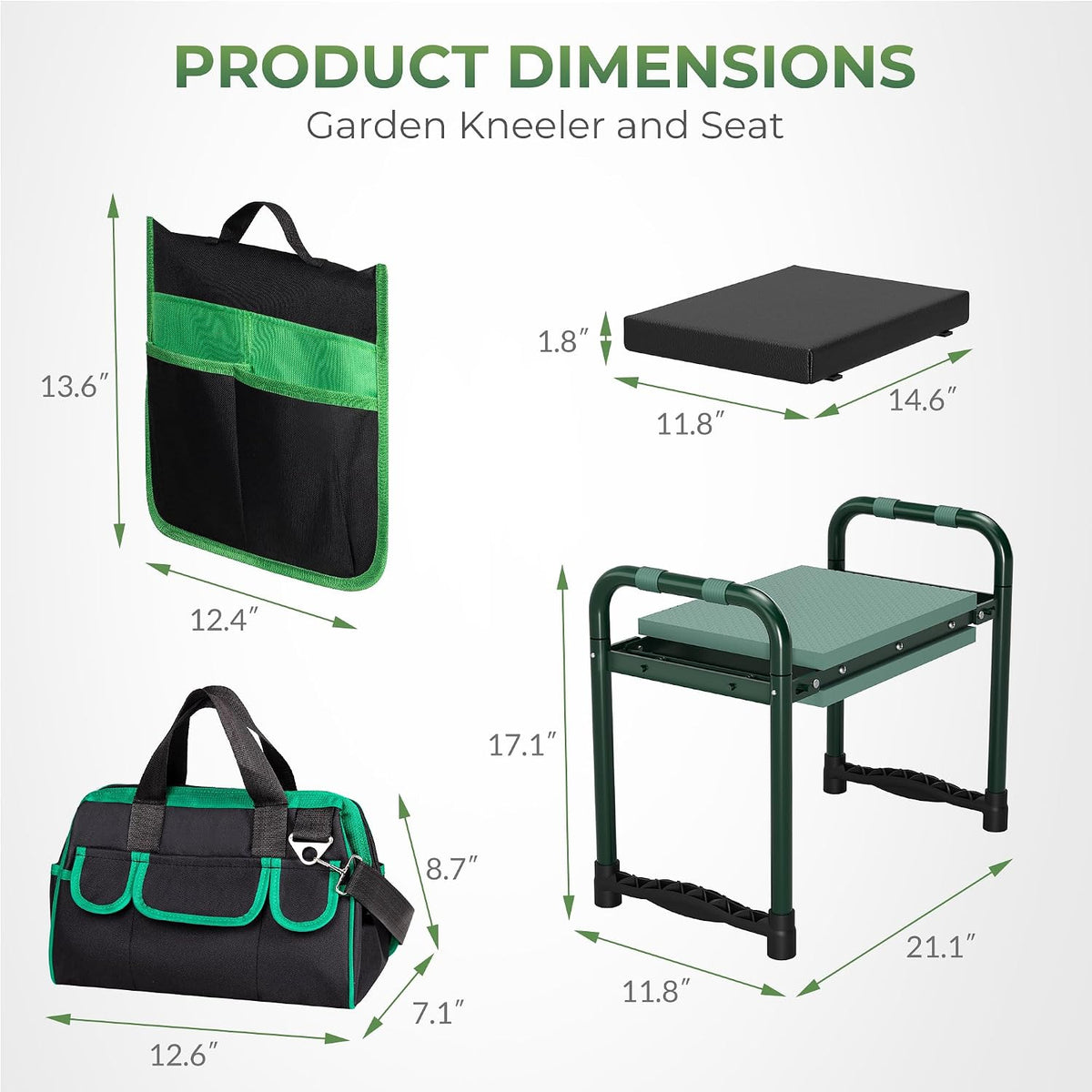 Walensee Garden Kneeler and Seat, with Wider Soft Kneeling Pad & Tool Pouch | Heavy Duty collapsible Garden Tools, portable folding kneeling Stool,Gardening Gifts for Women Men Seniors