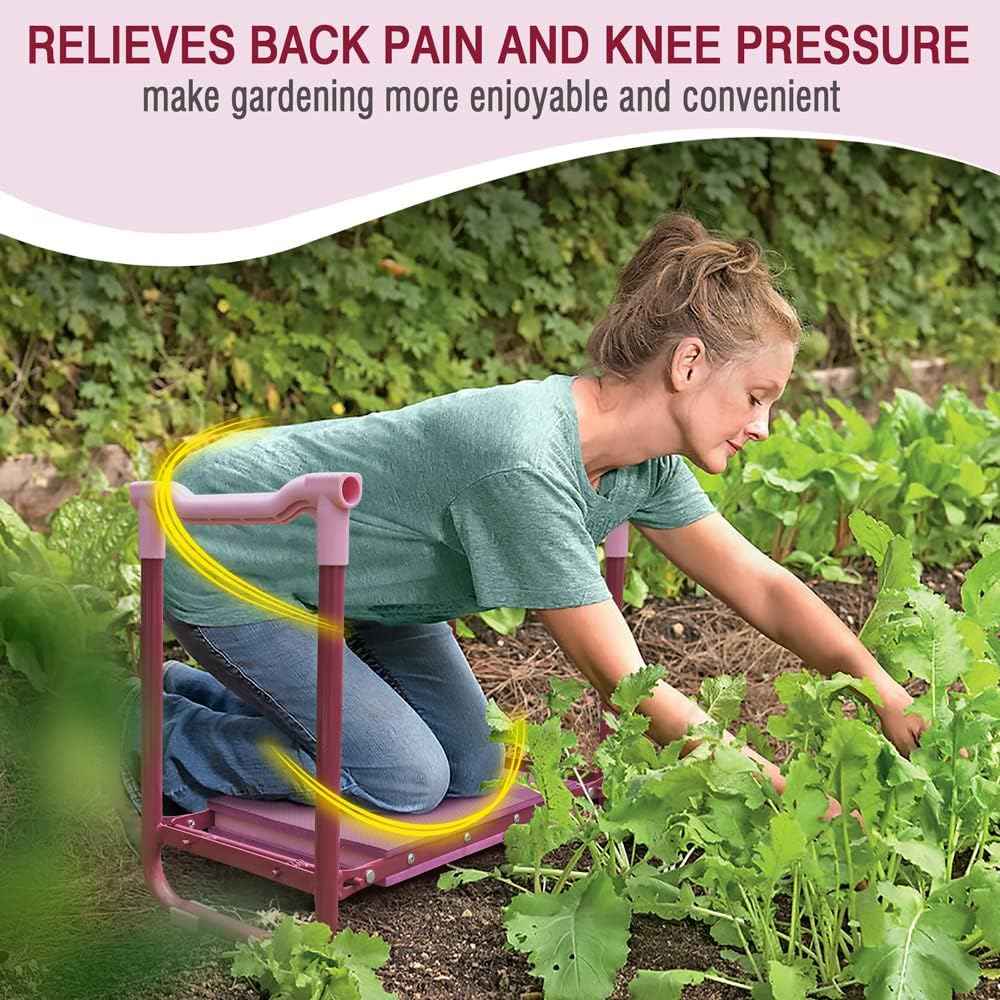 Colwelt Garden Kneeler Upgraded, Gardening Kneelers Stool with Rugged & Sturdy Steel Frame, Garden Seat and Kneeler Bench with Tool Pouch, EVA Foam Pad Protects Your Knees(Purple)