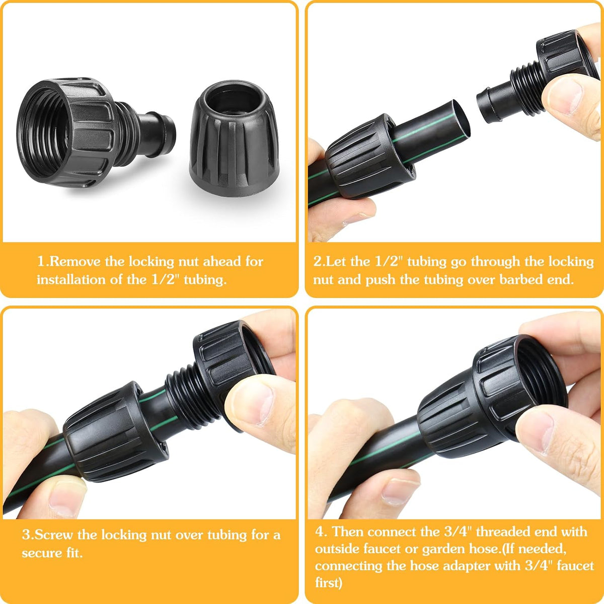 JAYEE Drip Irrigation Tubing Faucet Adapters, 8 Pcs Irrigation Hose Adapter for 3/4" to 1/2" Vinyl Tubing, 3/4 Inch Faucet Connector Adapter Drip Line Parts for Garden Sprinkler Lawn Systems