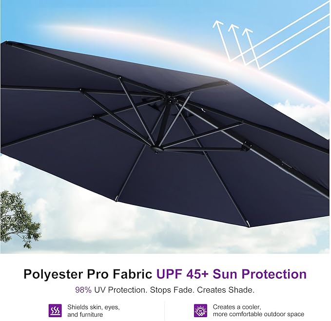 PURPLE LEAF 11 Feet Patio Round Cantilever Umbrella - Image 5