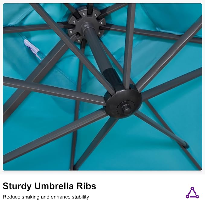 PURPLE LEAF 11.5' X 11.5' Telescopic Patio Umbrella - Image 8