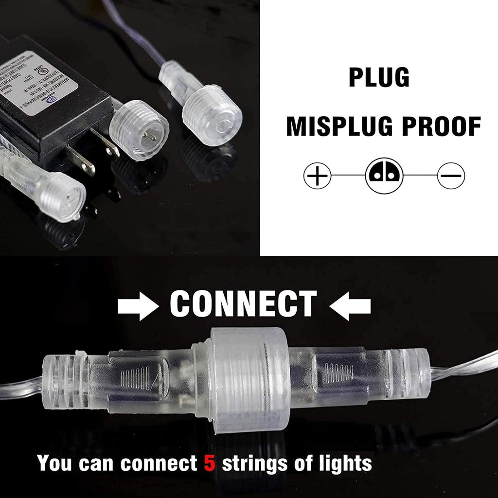 TW SHINE Christmas Meteor Shower Lights Outdoor, 864 LED 12" 24 Tubes Waterproof Christmas Lights Outdoor Plug in, Snow Falling Rain Icicle Xmas Light Decorations, Warm White