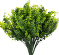 8 Bundles UV Resistant & Non-Fading Artificial Boxwood Shrubs - Fake Greenery Plants for Outdoor Indoor, Farmhouse, Garden, Porch, Patio, Wedding Decoration