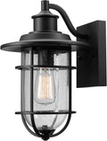 Globe Electric 44094 1-Light Outdoor/Indoor Wall Sconce, Black Finish, Seeded Glass Shade, Coastal Modern Design, Weather-Resistant, E26 Base