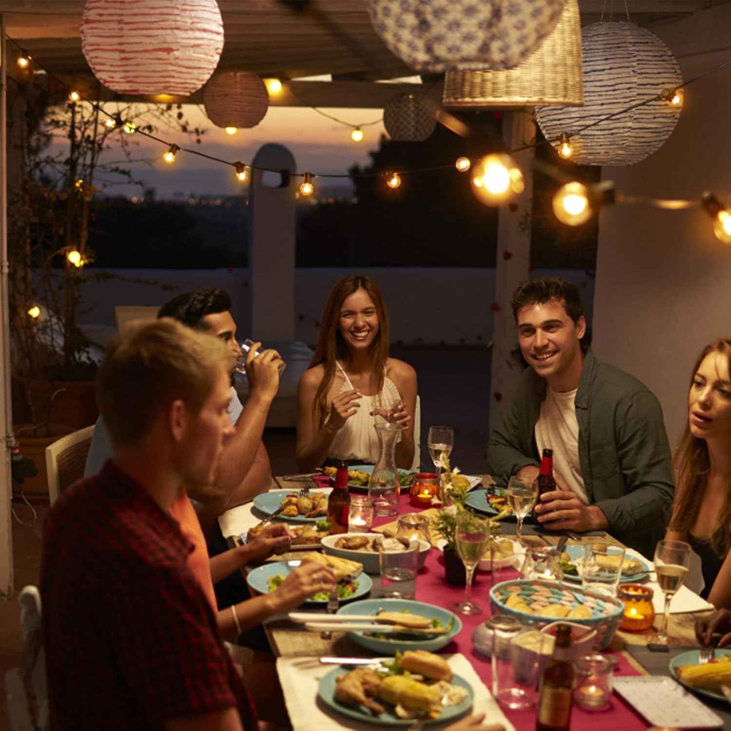 Zuske Outdoor String Lights, 100FT Patio Lights with 53 Shatterproof G40 Globe Bulb(3 Spare), Waterproof Connectable Dimmable LED Hanging Lights for Outside Backyard Porch Balcony Gazebo (2x50FT)