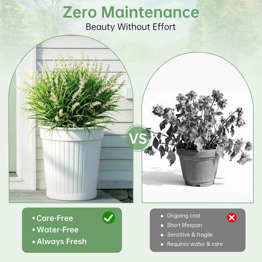 Gipsot 15 Bundles Artificial Faux Plants Flowers UV Resistant No-Fade, Adjustable Height Fake Greenery Indoor & Outdoor Decor for Window Garden Porch Patio Pathway Hanging Planter Front Yard, White