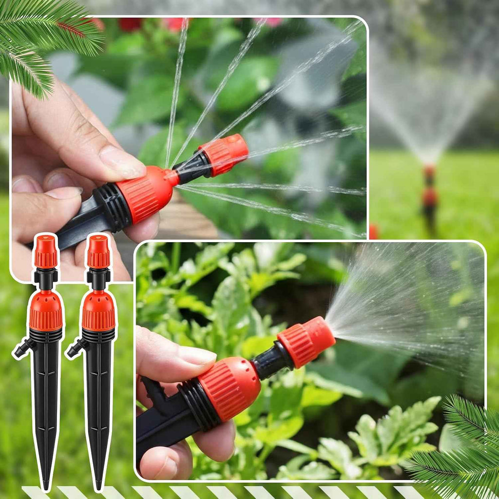 Baquler 50 Pcs Drip Irrigation Emitters 360 Degree Water Flow Stake Drippers for 1/4" Irrigation Hose Accessories for House Garden Watering