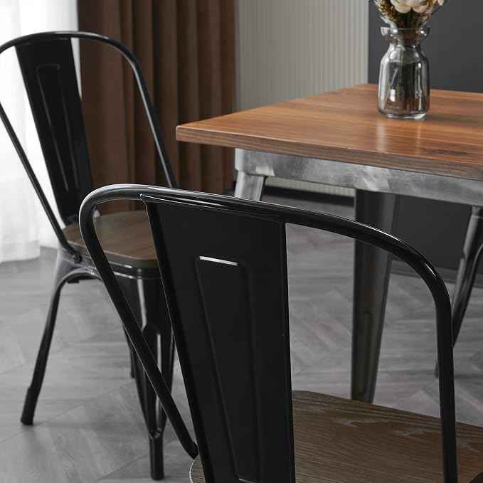 Nazhura Metal Dining Chair Farmhouse Tolix Style