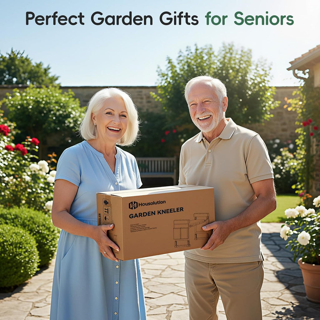 Housolution Garden Kneeler and Seat with Anti-Tipping Extendable Legs | Foldable and Portable Garden Stool with 2 Tool Bags, Thick Soft Kneeling Pad, Gardening Gifts for Women Men Seniors, Green