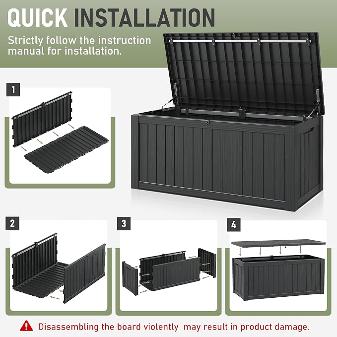 Outdoor Storage Box, Resin Deck Boxes Indoor and outdoor, Waterproof Storage - Image 6
