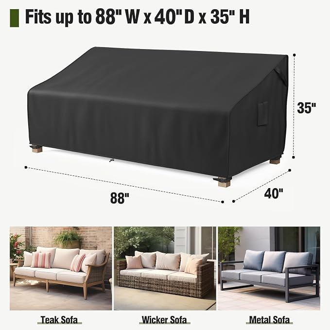 MR.COVER 3-Seater Outdoor Couch Cover, Patio Furniture Covers Waterproof - Image 2