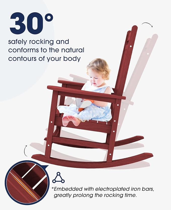 KINGYES Oversized Outdoor Rocking Chair Set of 2, All-Weather Patio Rocking - Image 4