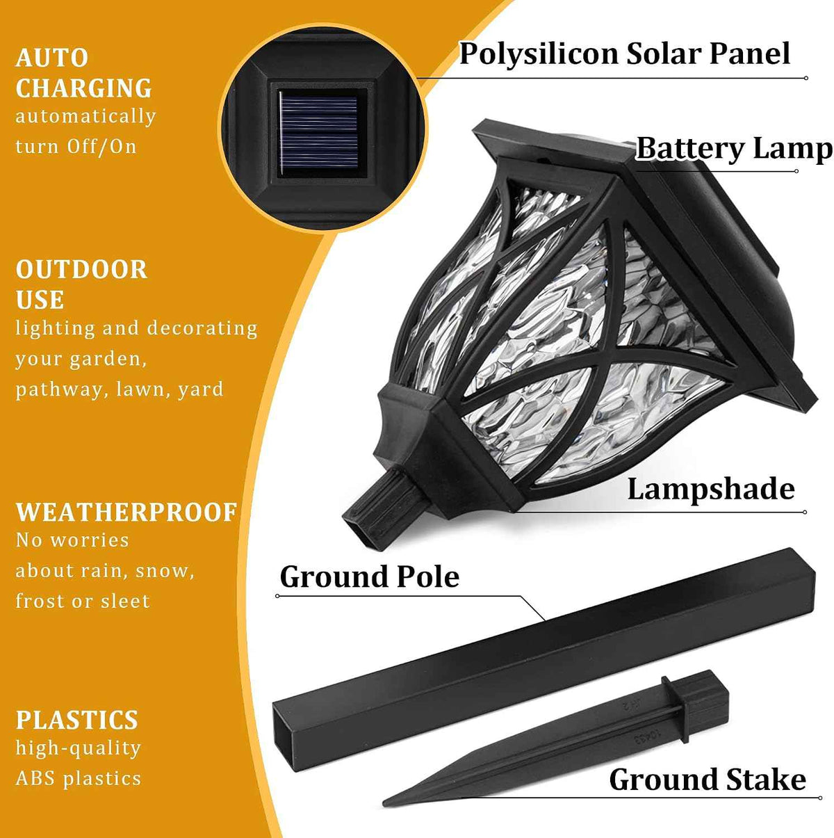 GIGALUMI 6 Pack Solar Lights Outdoor Waterproof, LED Solar Garden Lights | Outdoor Decorations, Garden Decor for Yard, Patio, Landscape, Planter, Walkway (Warm White)