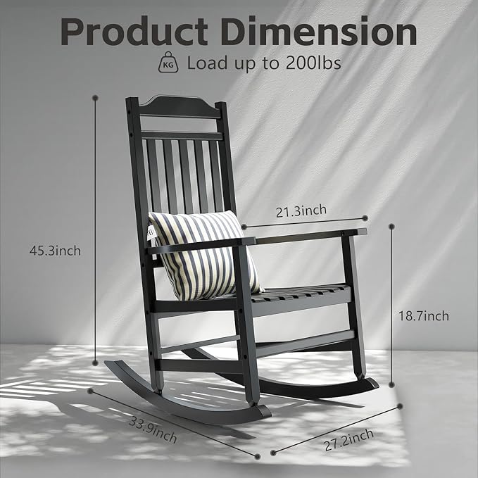 Patio Rocking Chair Outdoor Set of 2, Weather Resistant Poly Resin Oversized - Image 3