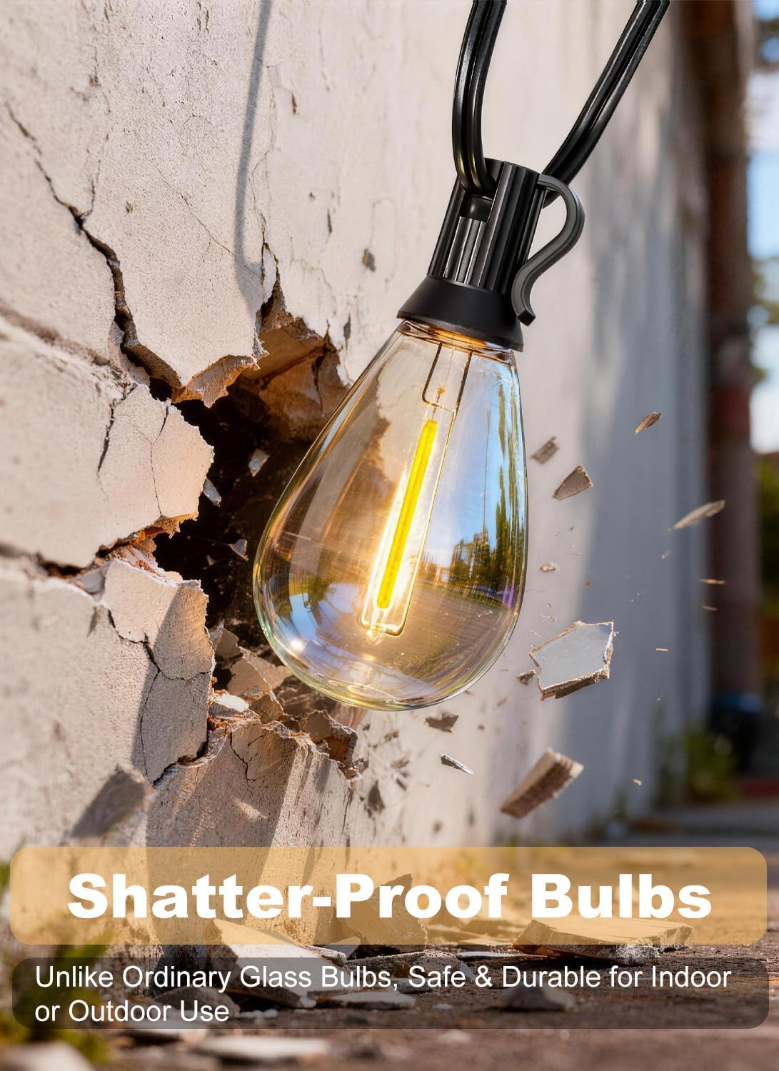 200FT Outdoor String Lights Waterproof, 76+2 Shatterproof S11 LED Bulbs, Extra Long Patio Lights for Outside, Bistro Cafe Decor, Backyard Garden Hanging Lights, Outside Fence Light String