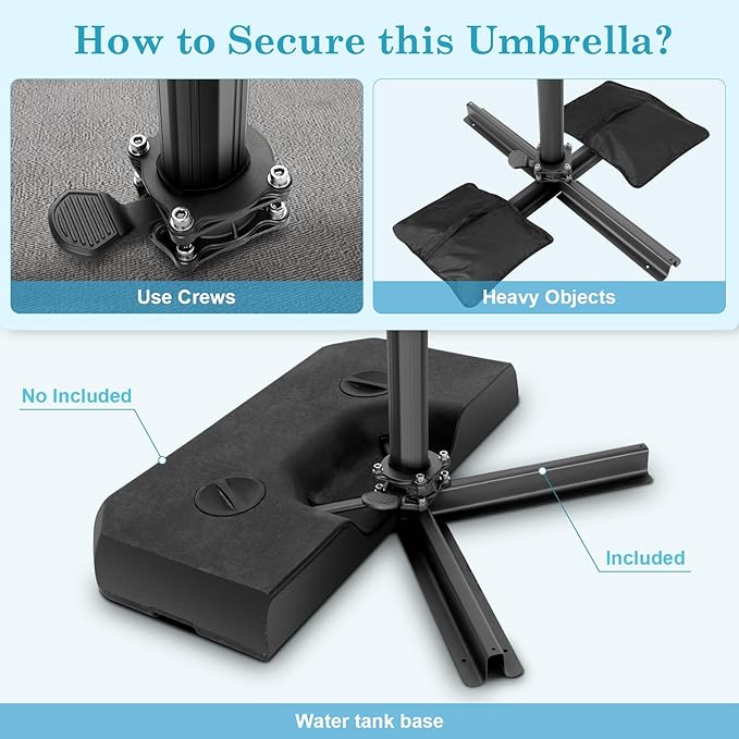 HOTEEL10x10ft Patio Umbrella Cantilever Umbrellas - Image 9