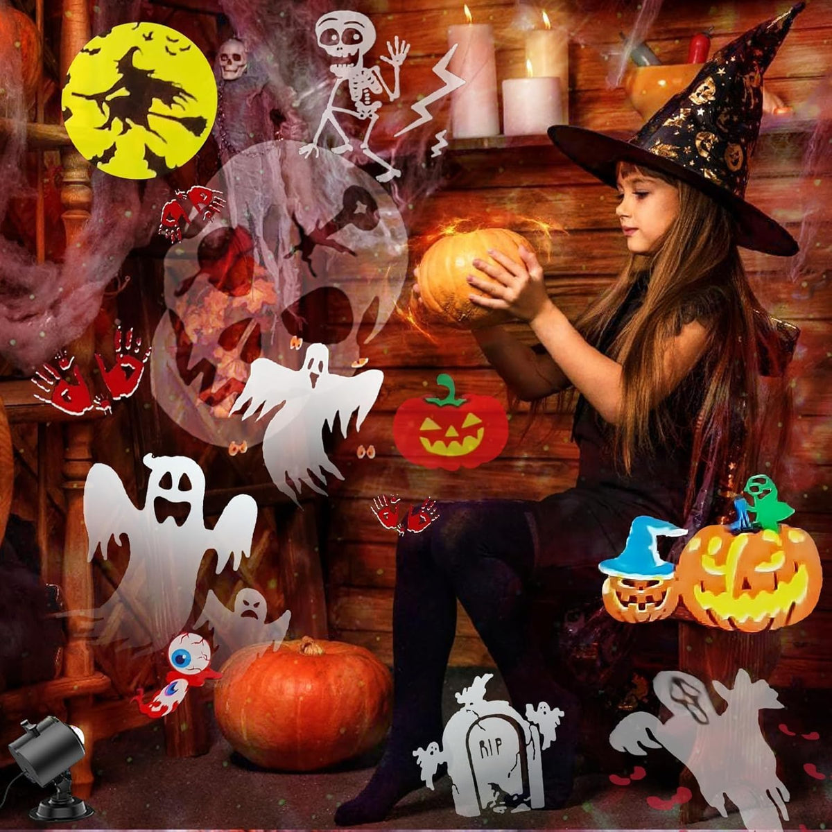 Brighter Halloween Decorations Projector Lights, 2026 Upgraded Holiday Projectors, Christmas Projector with 19 HD Replaceable Slides (Ocean Wave & Patterns), Waterproof Halloween Projector Light Show