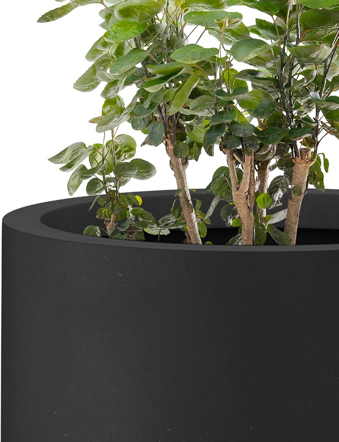 Kante 24 Inch Tall Round Concrete Planter, Large Indoor Outdoor Plant Pots - Image 8