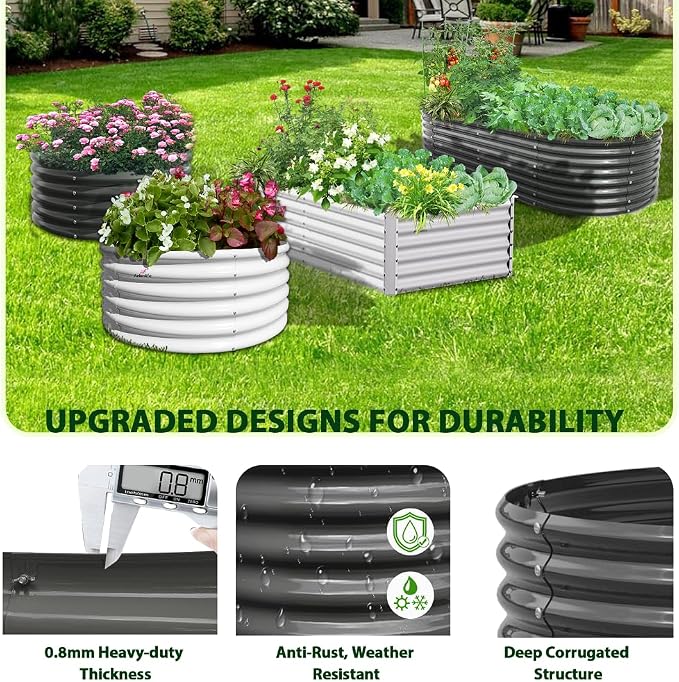 A ANLEOLIFE 6X2X1.5 ft Galvanized Raised Garden Beds Outdoor, Oval Round Metal - Image 5